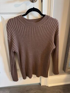 Jessica Simpson Ribbed Crewneck Sweater - Mauve Taupe